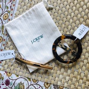 J.CREW set of two barrettes-tortoise-gold NEW